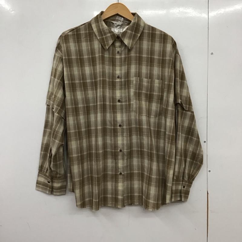 エヘカソポ ehka sopo シャツ、ブラウス 長袖 2701212 2WAY 袖チュニックオーバーシャツ タグ付き 半袖 FREE チェック 茶 / ブラウン / brown X ベージュ / ベージュ / beige レディース USED 古着 中古 10157080