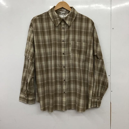 エヘカソポ ehka sopo シャツ、ブラウス 長袖 2701212 2WAY 袖チュニックオーバーシャツ タグ付き 半袖 FREE チェック 茶 / ブラウン / brown X ベージュ / ベージュ / beige レディース USED 古着 中古 10157080