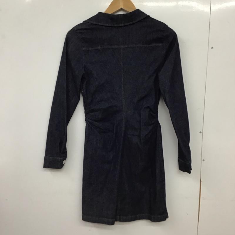 ザラ ZARA ワンピース ひざ丈スカート 0779 163 407 デニム シャツワンピース 長袖 S 無地 インディゴ / インディゴ / Indigo レディース USED 古着 中古 10157081