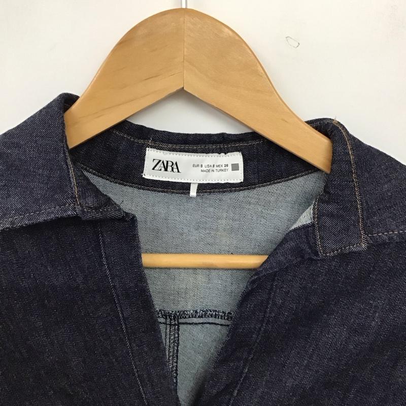 ザラ ZARA ワンピース ひざ丈スカート 0779 163 407 デニム シャツワンピース 長袖 S 無地 インディゴ / インディゴ / Indigo レディース USED 古着 中古 10157081