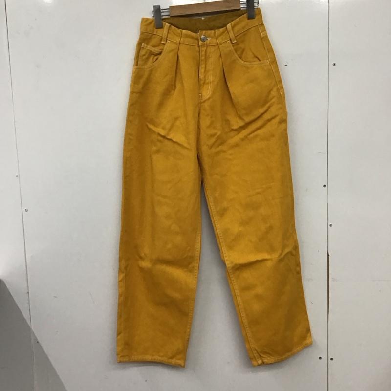 エックスガール X-girl ボトムス ボトムス 05193606 WIDE TAPERED PANTS ワイドパンツ ジップフライ タック 2 無地 黄 / イエロー / yellow レディース USED 古着 中古 10157083