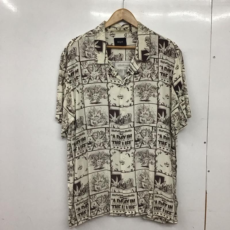 ハフ HUF シャツ、ブラウス 半袖 半袖シャツ プリントシャツ ポケットシャツ L プリント アイボリー / アイボリー / メンズ USED 古着 中古 10157114
