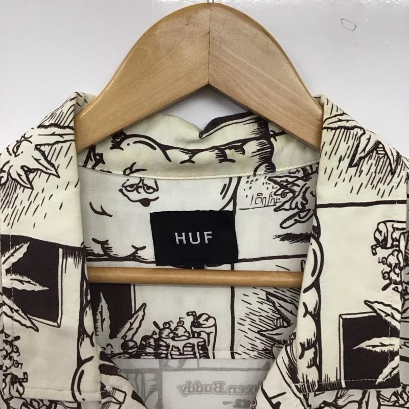 ハフ HUF シャツ、ブラウス 半袖 半袖シャツ プリントシャツ ポケットシャツ L プリント アイボリー / アイボリー / メンズ USED 古着 中古 10157114