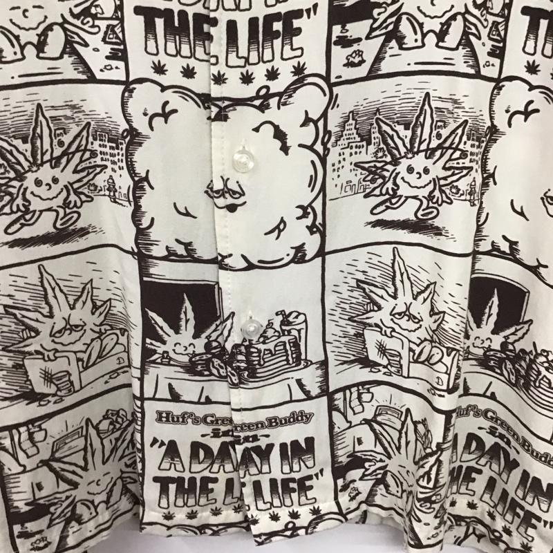 ハフ HUF シャツ、ブラウス 半袖 半袖シャツ プリントシャツ ポケットシャツ L プリント アイボリー / アイボリー / メンズ USED 古着 中古 10157114