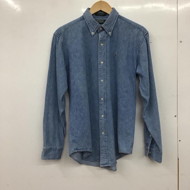 ポロバイラルフローレン Polo by RALPH LAUREN シャツ、ブラウス 長袖 長袖シャツ デニムシャツ ボタンダウンシャツ L ロゴ、文字 インディゴ / インディゴ / Indigo メンズ USED 古着 中古 10157133