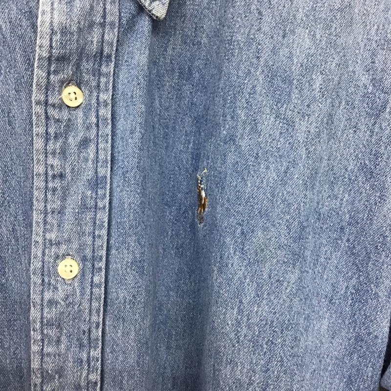 ポロバイラルフローレン Polo by RALPH LAUREN シャツ、ブラウス 長袖 長袖シャツ デニムシャツ ボタンダウンシャツ L ロゴ、文字 インディゴ / インディゴ / Indigo メンズ USED 古着 中古 10157133