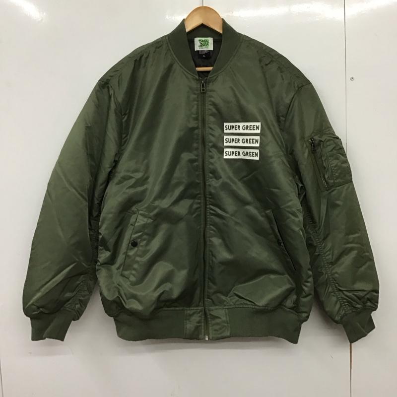 スパーグリーン SUPER GREEN ジャケット、上着 ジャンパー、ブルゾン ジップアップジャケット ナイロンジャケット アウター L ロゴ、文字 カーキ / カーキ / khaki メンズ USED 古着 中古 10157143