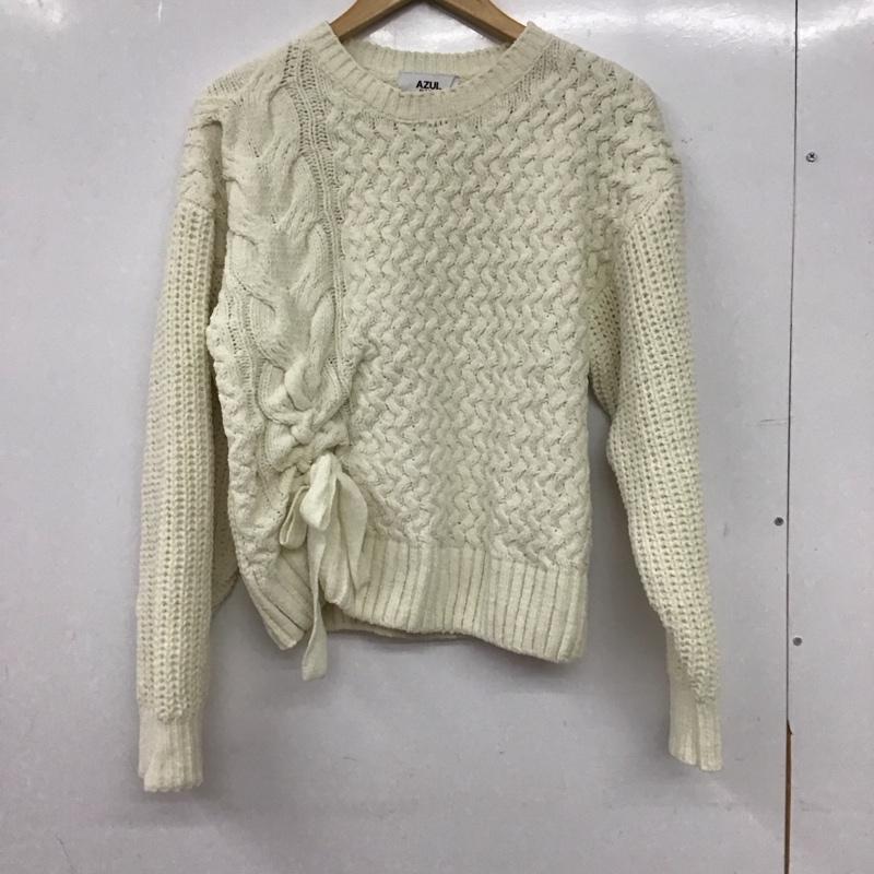 アズールバイマウジー AZUL BY MOUSSY ニット、セーター 長袖 250JSC70-0091 サイドレースアップケーブルニット FREE 無地 白 / ホワイト / white レディース USED 古着 中古 10157147