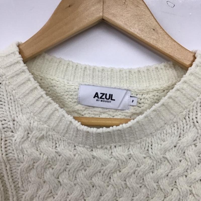 アズールバイマウジー AZUL BY MOUSSY ニット、セーター 長袖 250JSC70-0091 サイドレースアップケーブルニット FREE 無地 白 / ホワイト / white レディース USED 古着 中古 10157147