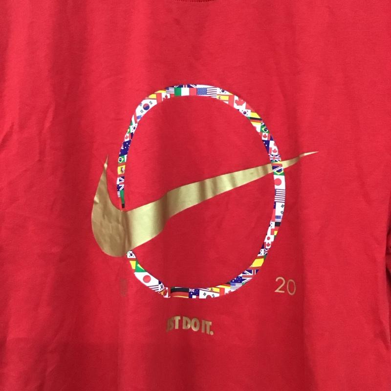 ナイキ NIKE Tシャツ 半袖 半袖カットソー プリントTシャツ クルーネックカットソー M ロゴ、文字 赤 / レッド / red メンズ USED 古着 中古 10157154