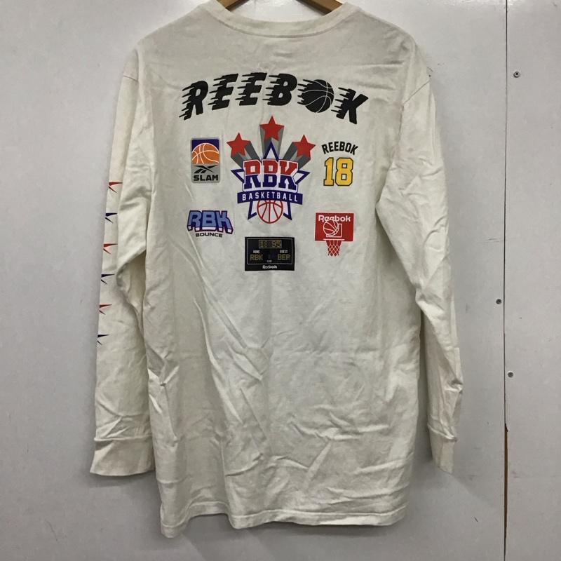 リーボック Reebok カットソー 長袖 長袖カットソー プリントカットソー クルーネック ロゴ、文字 白 / ホワイト / white メンズ USED 古着 中古 10157173