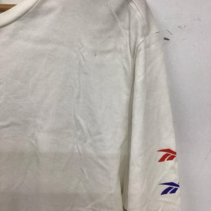 リーボック Reebok カットソー 長袖 長袖カットソー プリントカットソー クルーネック ロゴ、文字 白 / ホワイト / white メンズ USED 古着 中古 10157173