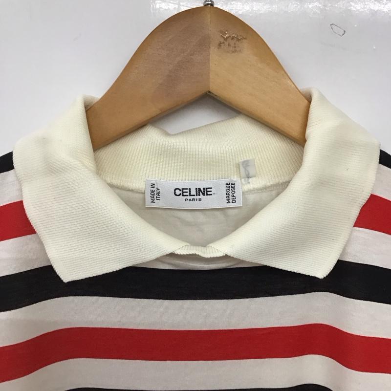 セリーヌ CELINE ポロシャツ 半袖 半袖ポロシャツ カラーシャツ 半袖カットソー S プリント アイボリー / アイボリー / メンズ USED 古着 中古 10157176