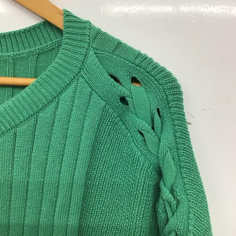 アズールバイマウジー AZUL BY MOUSSY ニット、セーター 半袖 250GSB70-182C 2WAY SHOULDER LACE-UP KNIT S 無地 緑 / グリーン / green レディース USED 古着 中古 10157182