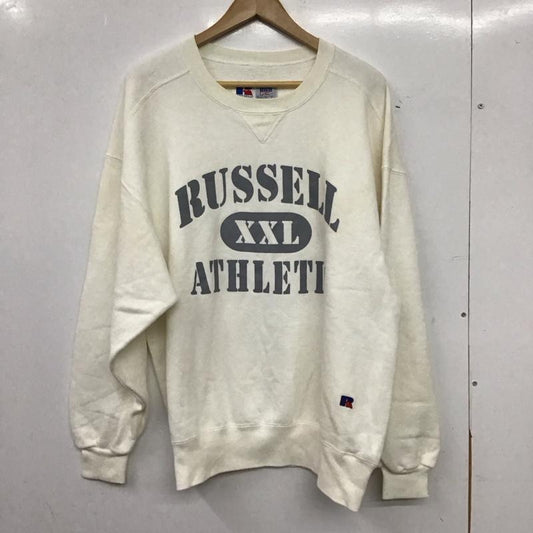 ラッセルアスレティック Russell Athletic トレーナー 長袖 長袖トレーナー スウェット クルーネック プルオーバー L ロゴ、文字 アイボリー / アイボリー / メンズ USED 古着 中古 10157192