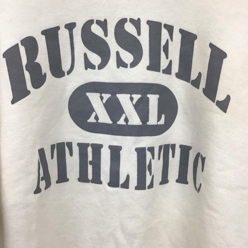 ラッセルアスレティック Russell Athletic トレーナー 長袖 長袖トレーナー スウェット クルーネック プルオーバー L ロゴ、文字 アイボリー / アイボリー / メンズ USED 古着 中古 10157192