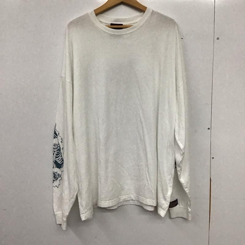 ホークスプロダクツ HOAX PRODUCTS カットソー 長袖 長袖カットソー プリントカットソー クルーネック XL プリント 白 / ホワイト / white メンズ USED 古着 中古 10157204