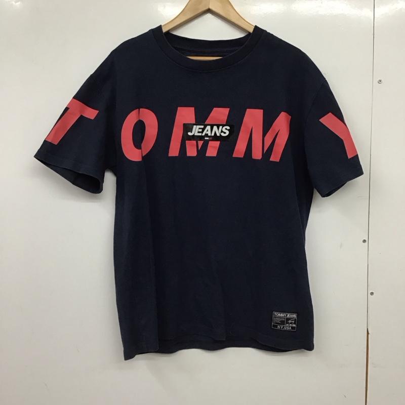トミー ジーンズ TOMMY JEANS Tシャツ 半袖 半袖カットソー プリントTシャツ クルーネックカットソー M ロゴ、文字 紺 / ネイビー / navy メンズ USED 古着 中古 10157206