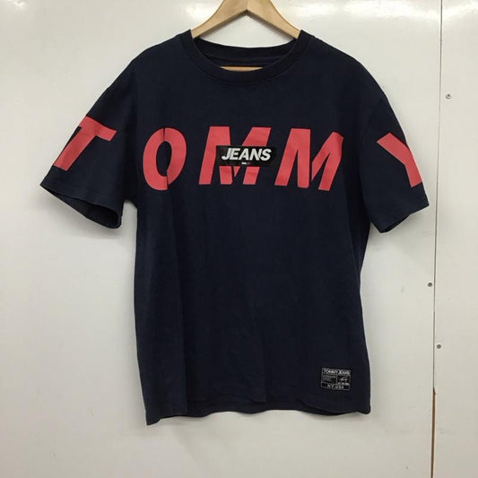 トミー ジーンズ TOMMY JEANS Tシャツ 半袖 半袖カットソー プリントTシャツ クルーネックカットソー M ロゴ、文字 紺 / ネイビー / navy メンズ USED 古着 中古 10157206