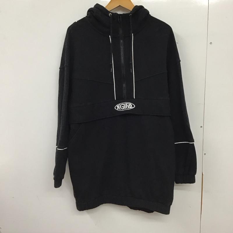 エックスガール X-girl パーカー 長袖 105223041006 SWEAT ANORAK DRESS S 無地 黒 / ブラック / black レディース USED 古着 中古 10157218