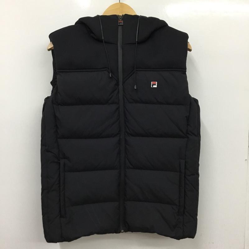 フィラ FILA ベスト ベスト ダウンベスト フード付き M ロゴ、文字 紺 / ネイビー / navy メンズ USED 古着 中古 10157234