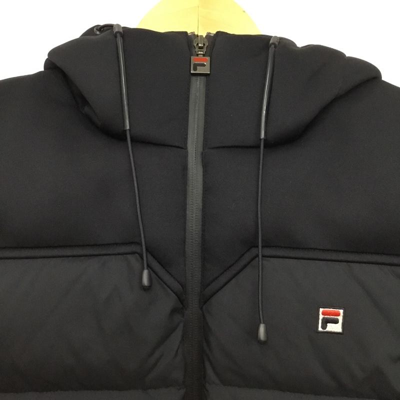 フィラ FILA ベスト ベスト ダウンベスト フード付き M ロゴ、文字 紺 / ネイビー / navy メンズ USED 古着 中古 10157234