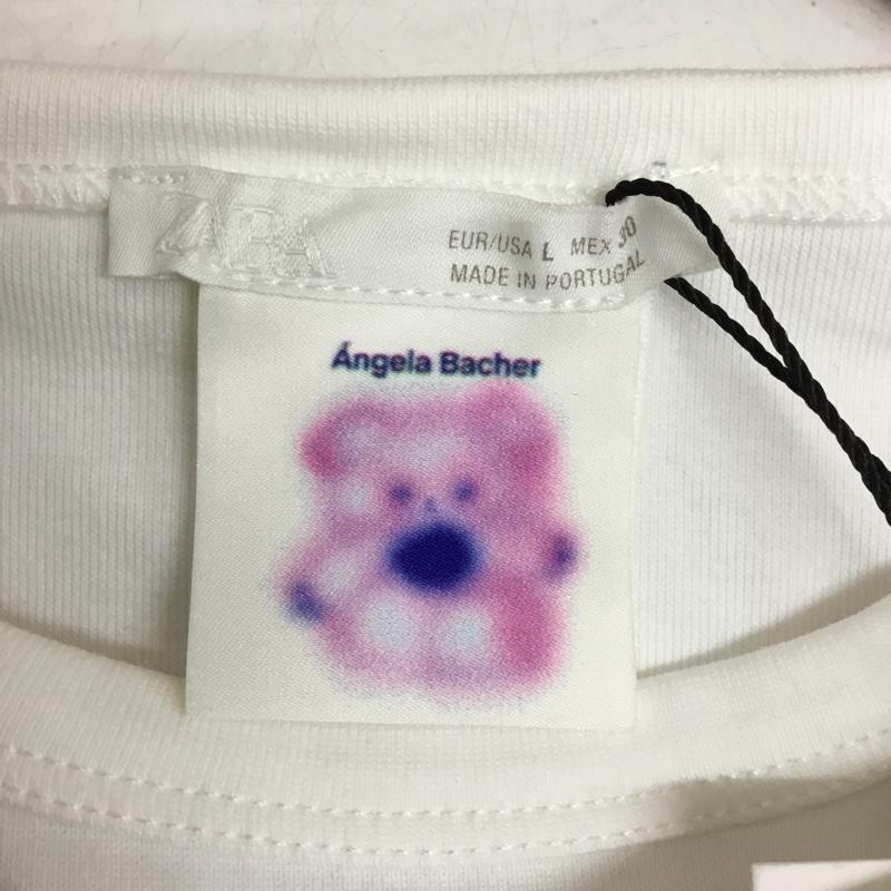 ザラ ZARA Tシャツ 半袖 0085 072 250 アンジェラバッハ― タグ付き L  白 / ホワイト / white レディース USED 古着 中古 10157235