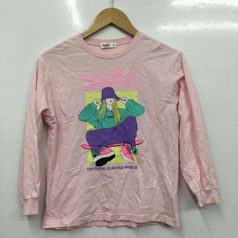 エックスガールステージス X-girl Stages Tシャツ 長袖 9233208-56 キッズ ロンT クルーネック プリント 130cm 130cm ロゴ、文字 桃 / ピンク / pink ガールズ USED 古着 中古 10157237
