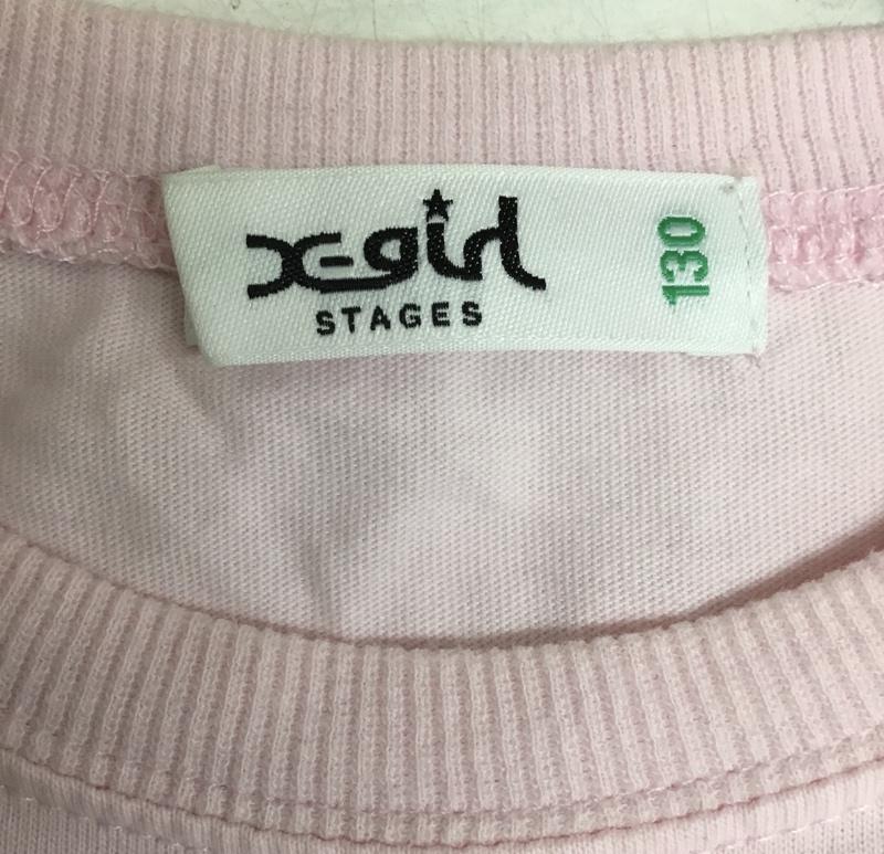エックスガールステージス X-girl Stages Tシャツ 長袖 9233208-56 キッズ ロンT クルーネック プリント 130cm 130cm ロゴ、文字 桃 / ピンク / pink ガールズ USED 古着 中古 10157237