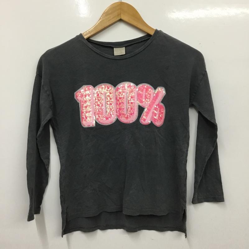 ザラ ZARA Tシャツ 長袖 5431 709 807 キッズ ロンT クルーネック スパンコール 128cm 8y  チャコールグレー / チャコールグレー / ガールズ USED 古着 中古 10157238