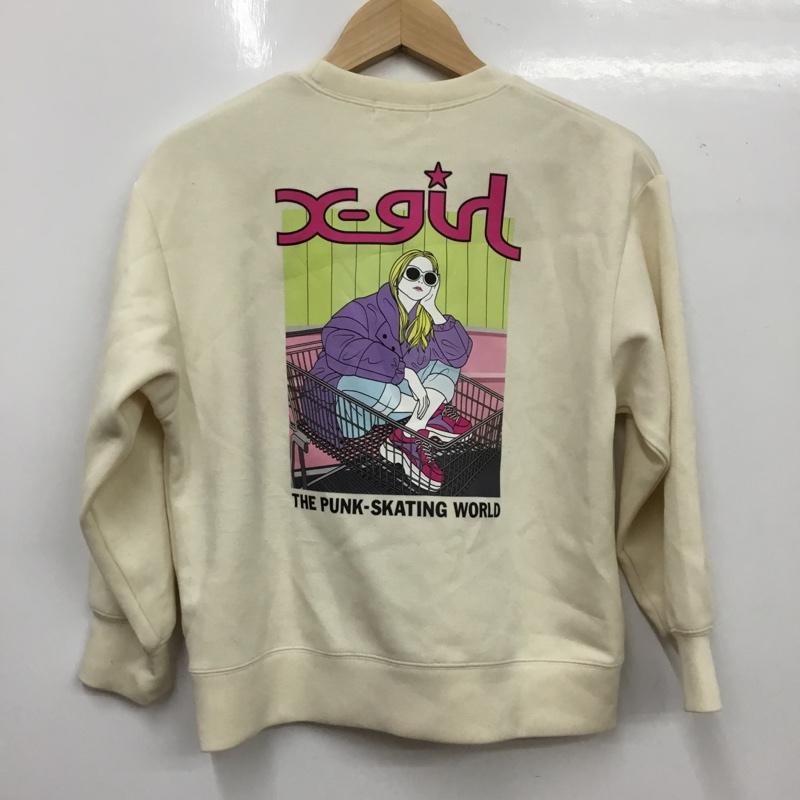 エックスガールステージス X-girl Stages トレーナー 長袖 9233213-69 バックプリント キッズ 130cm 130cm ロゴ、文字 アイボリー / アイボリー / ガールズ USED 古着 中古 10157266