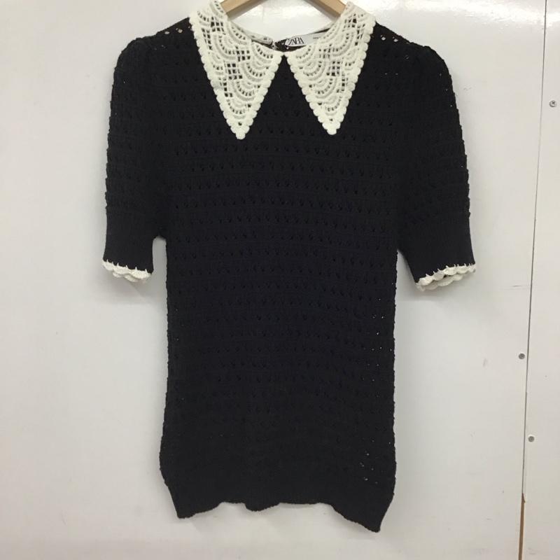 ザラ ZARA カットソー 半袖 M 無地 黒 / ブラック / black レディース USED 古着 中古 10157290