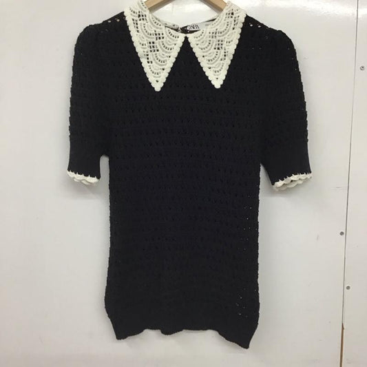 ザラ ZARA カットソー 半袖 M 無地 黒 / ブラック / black レディース USED 古着 中古 10157290
