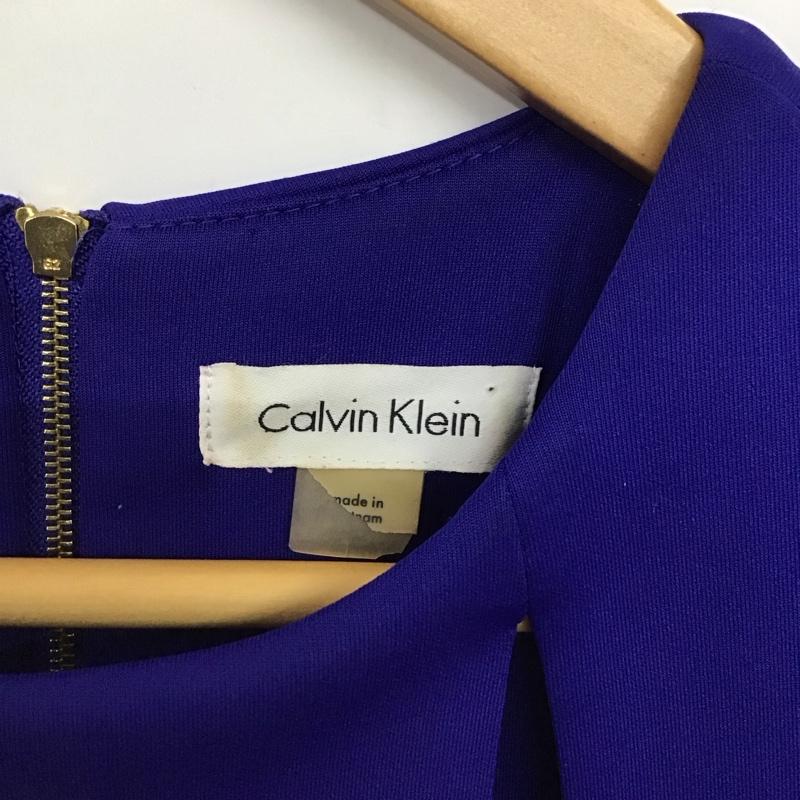 カルバン・クライン Calvin Klein ワンピース ひざ丈スカート 無地 青 / ブルー / blue レディース USED 古着 中古 10157291