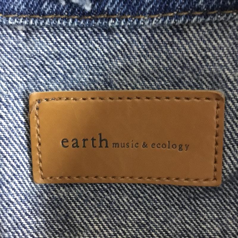アースミュージックアンドエコロジー earth music&ecology ジャケット、上着 ジャケット、ブレザー 1C01L0Y0100 COTTON USAデニムGジャン ノーカラー L 無地 青 / ブルー / blue レディース USED 古着 中古 10157304
