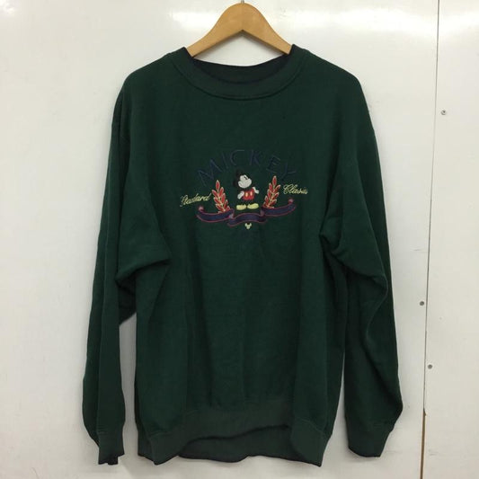 古着 USED トレーナー 長袖 スウェット ミッキーマウス 裏起毛 キャラクター 緑 / グリーン / green メンズ USED 古着 中古 10157312