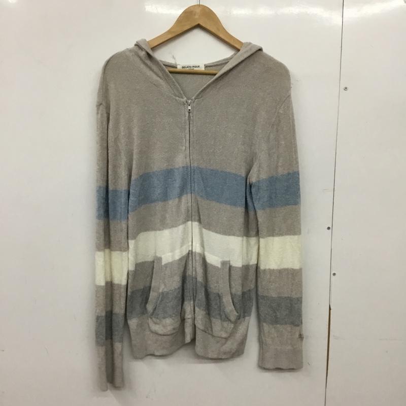ジェラートピケオム GELATO PIQUE HOMME パーカー 長袖 PMNT192903 ジップアップ L ボーダー柄 灰 / グレー / gray X 青 / ブルー / blue X 白 / ホワイト / white メンズ USED 古着 中古 10157315