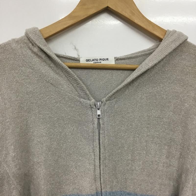 ジェラートピケオム GELATO PIQUE HOMME パーカー 長袖 PMNT192903 ジップアップ L ボーダー柄 灰 / グレー / gray X 青 / ブルー / blue X 白 / ホワイト / white メンズ USED 古着 中古 10157315