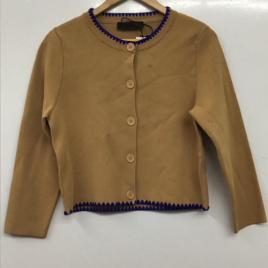 ザラ ZARA カーディガン 長袖 M 無地 茶 / ブラウン / brown レディース USED 古着 中古 10157326