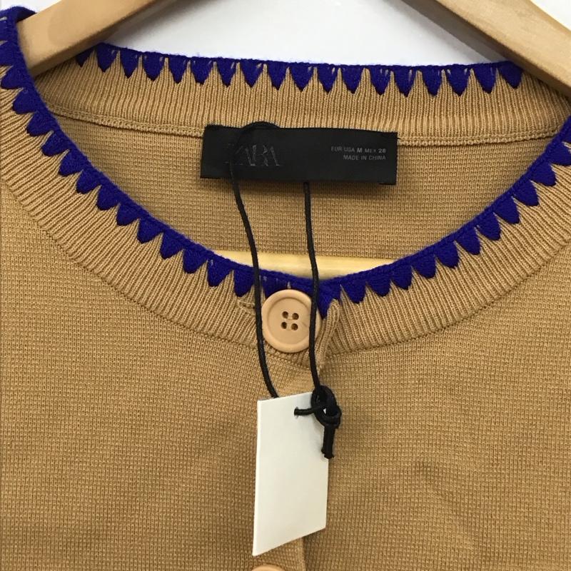 ザラ ZARA カーディガン 長袖 M 無地 茶 / ブラウン / brown レディース USED 古着 中古 10157326