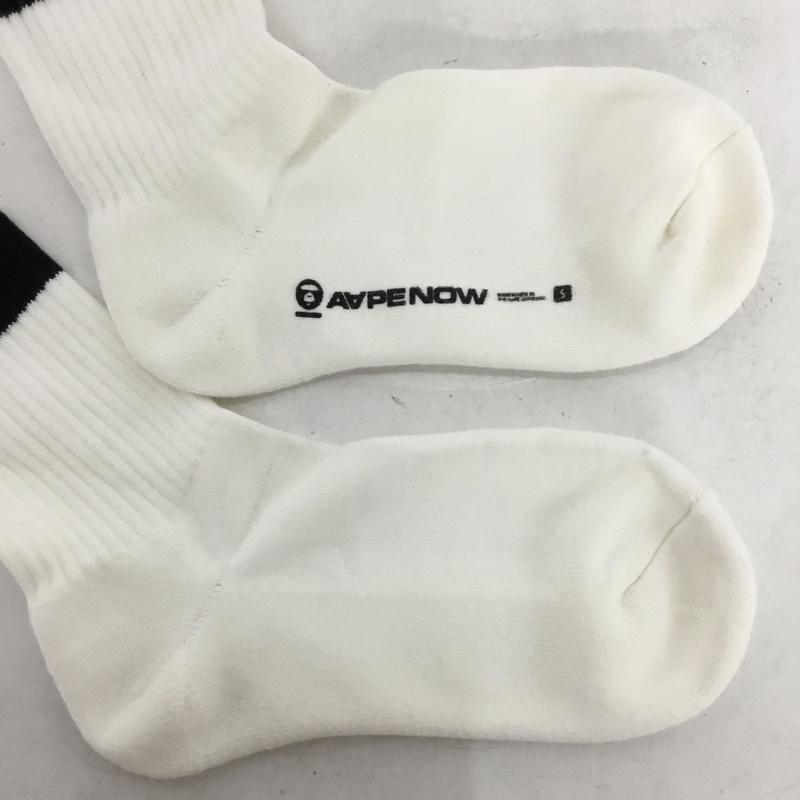 アベイシングエイプ A BATHING APE ファッション小物 ファッション小物 AAPE NOW 靴下 ロゴ、文字 白 / ホワイト / white X 黒 / ブラック / black メンズ USED 古着 中古 10157344