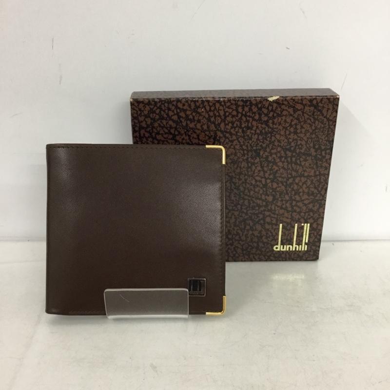 ダンヒル DUNHILL 財布 二つ折り ロゴ、文字 茶 / ブラウン / brown X 金 / ゴールド / gold color メンズ USED 古着 中古 10157347