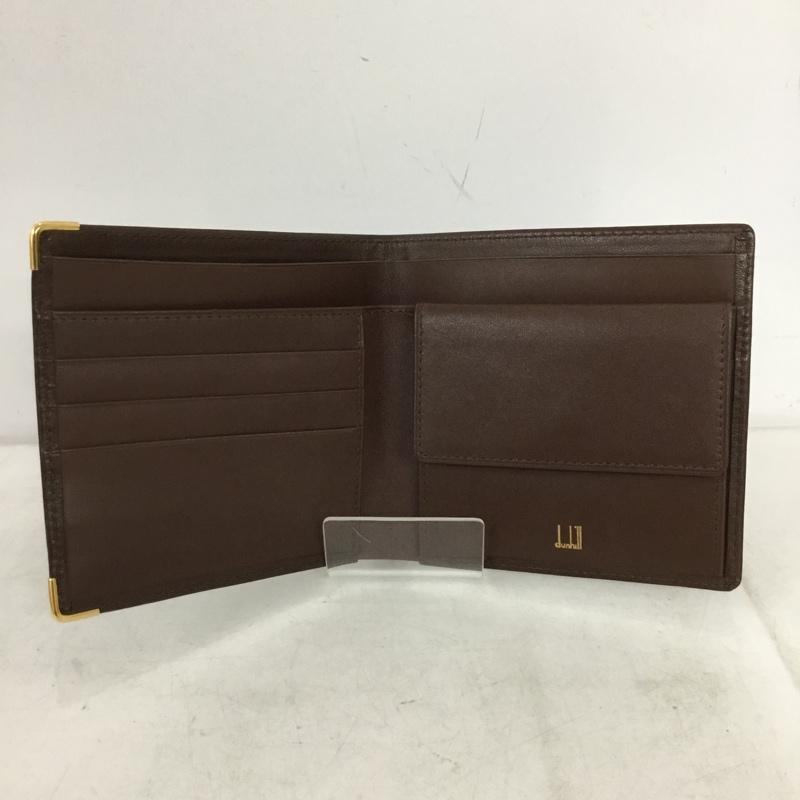 ダンヒル DUNHILL 財布 二つ折り ロゴ、文字 茶 / ブラウン / brown X 金 / ゴールド / gold color メンズ USED 古着 中古 10157347