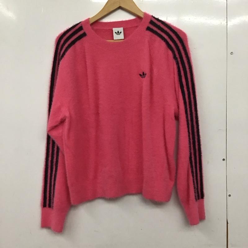 アディダス adidas ニット、セーター 長袖 L ロゴ、文字 桃 / ピンク / pink レディース USED 古着 中古 10157359