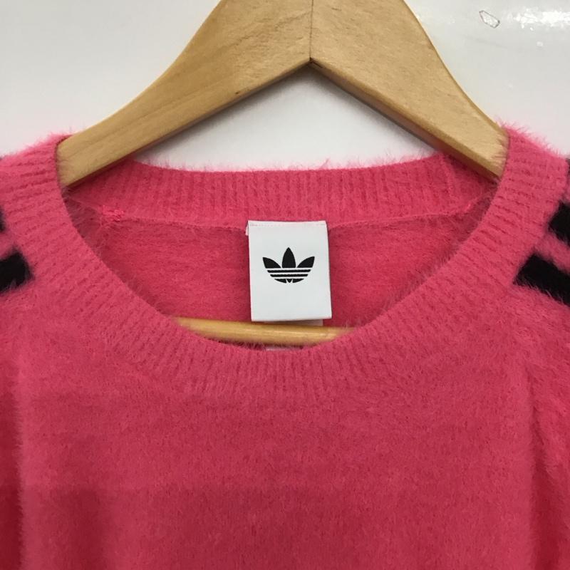 アディダス adidas ニット、セーター 長袖 L ロゴ、文字 桃 / ピンク / pink レディース USED 古着 中古 10157359