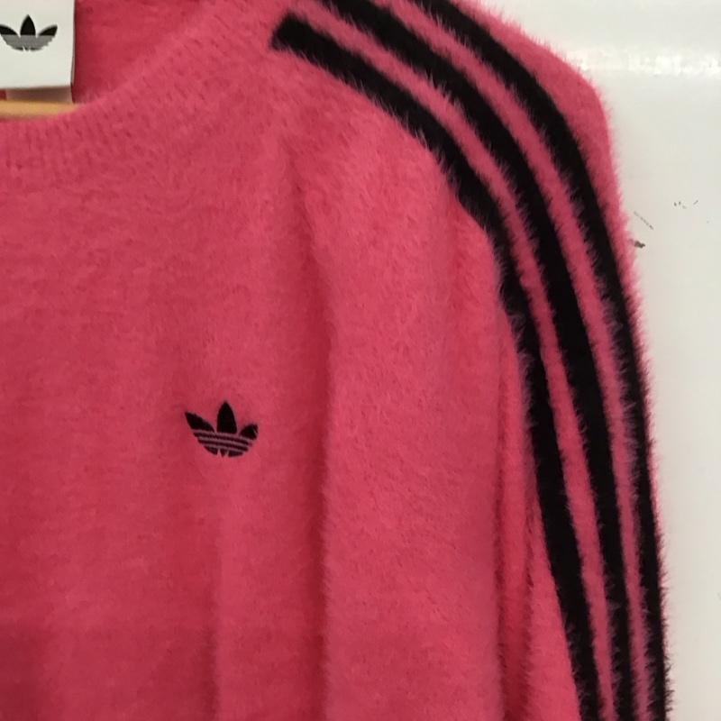 アディダス adidas ニット、セーター 長袖 L ロゴ、文字 桃 / ピンク / pink レディース USED 古着 中古 10157359