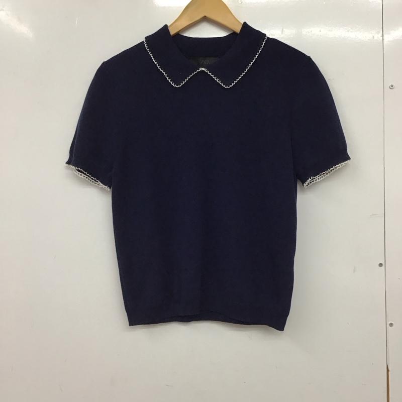 ザラ ZARA ポロシャツ 半袖 M 無地 紺 / ネイビー / navy レディース USED 古着 中古 10157362