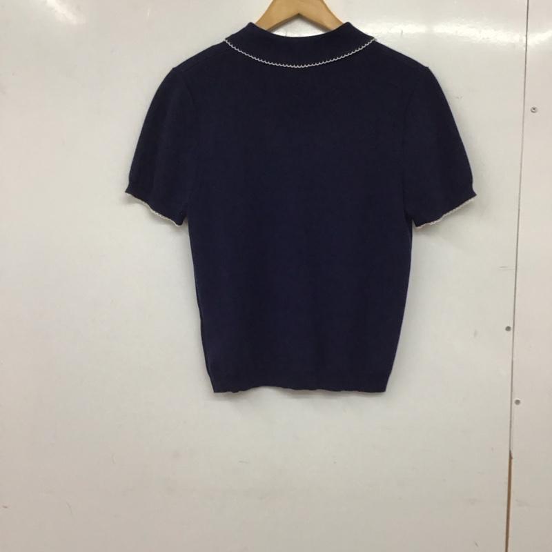 ザラ ZARA ポロシャツ 半袖 M 無地 紺 / ネイビー / navy レディース USED 古着 中古 10157362