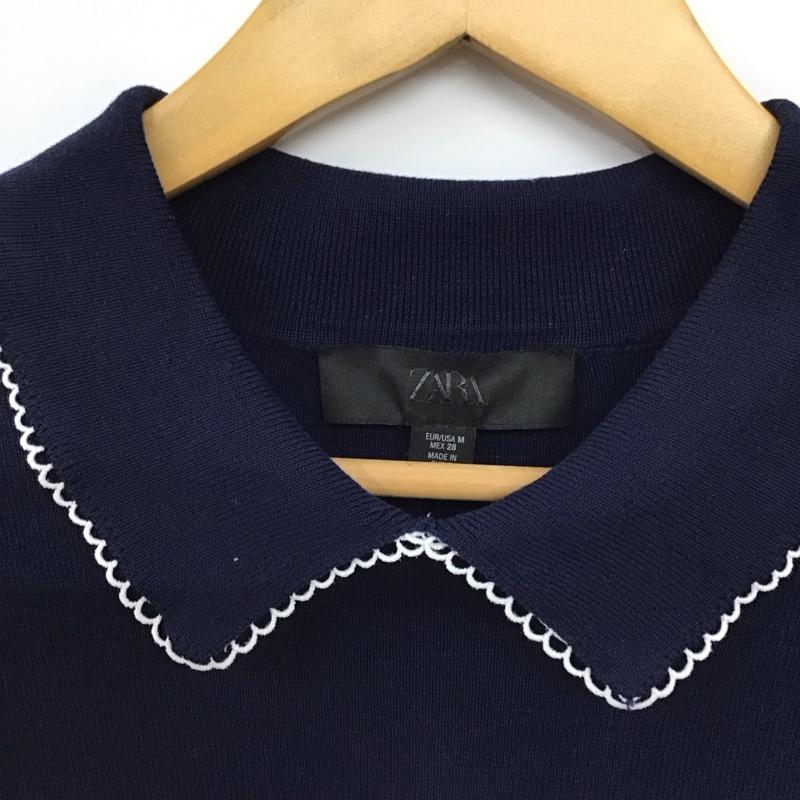 ザラ ZARA ポロシャツ 半袖 M 無地 紺 / ネイビー / navy レディース USED 古着 中古 10157362