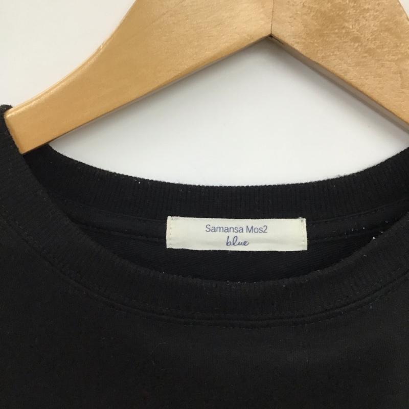 サマンサモスモスブルー Samansa Mos2 blue Tシャツ 七分袖 FREE プリント 黒 / ブラック / black レディース USED 古着 中古 10157368